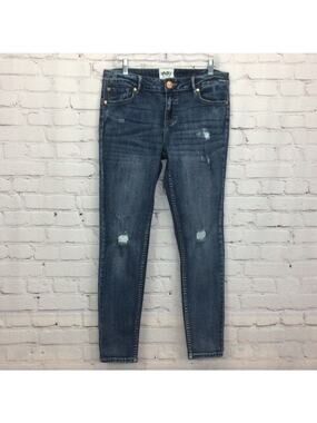 YASO New York Blue Jeans Women’s Size 13 Skinny Distressed Destroyed Whiskering